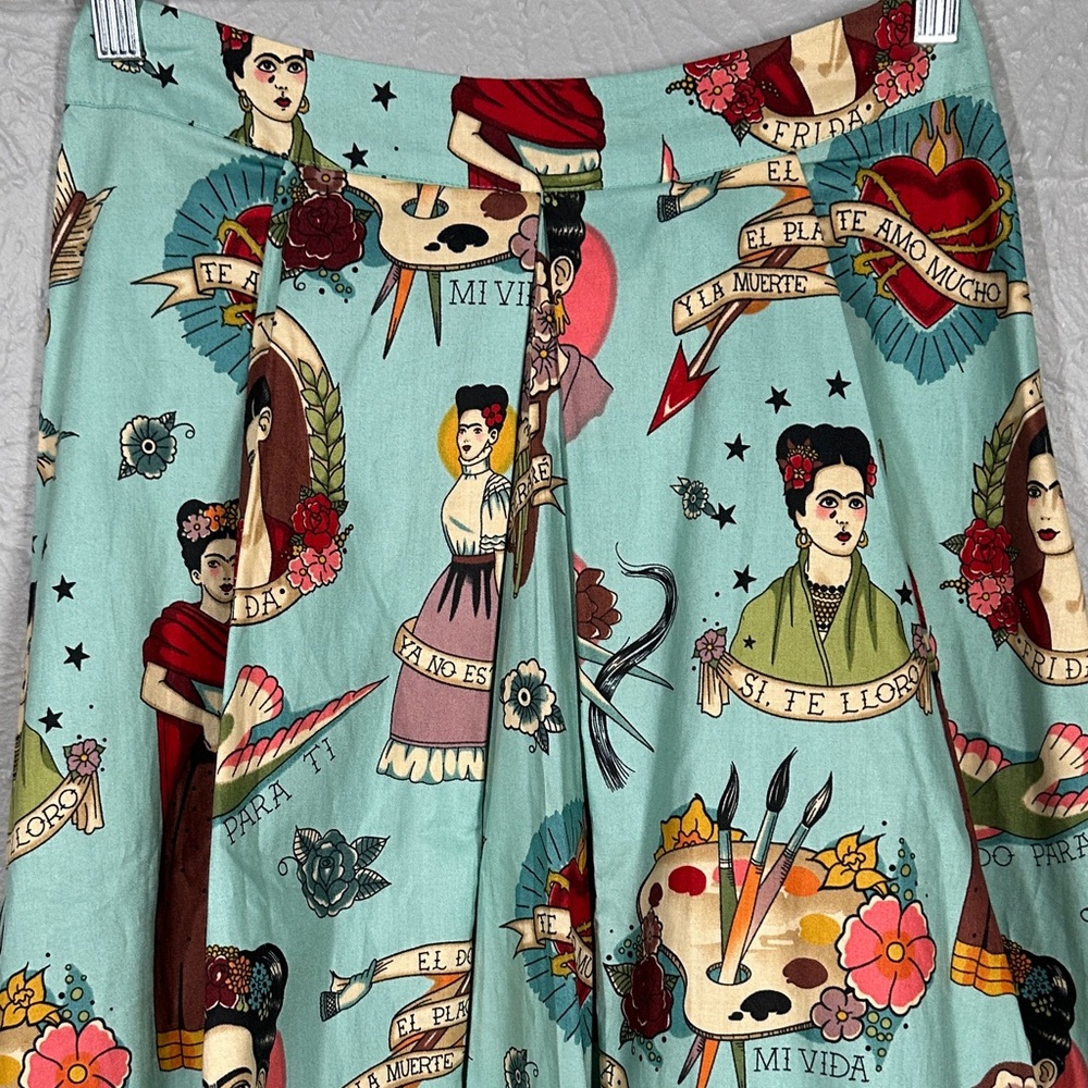 Moixa Frida Kahlo Print A-Line Skirt Multicolor Women's Size Medium - Picture 5 of 11